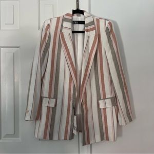 NWT Zara Linen Striped Blazer - Size XS